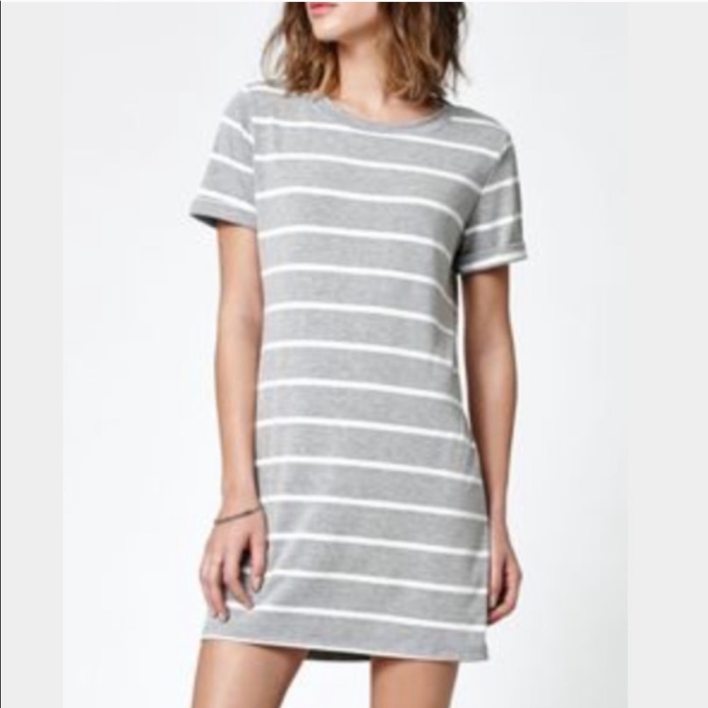 grey and white t-shirt dress